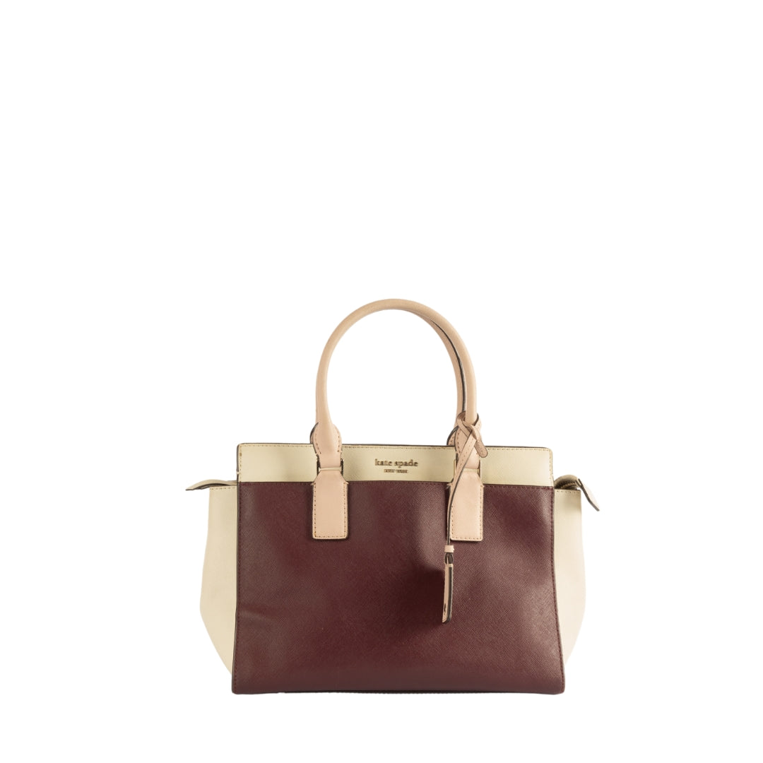 Kate spade cameron medium satchel warm beige sale