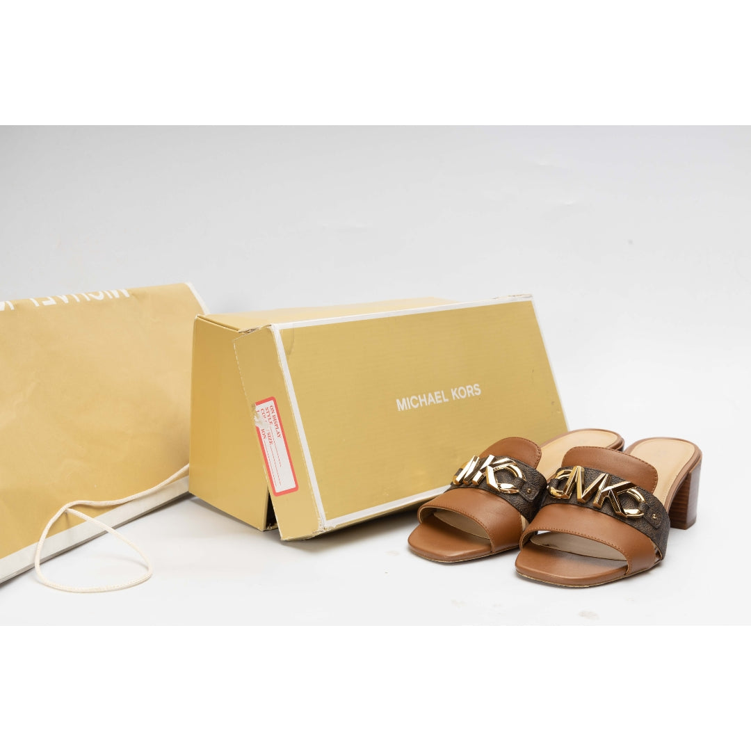 Michael Kors Izzy Logo Embellished Leather Mules