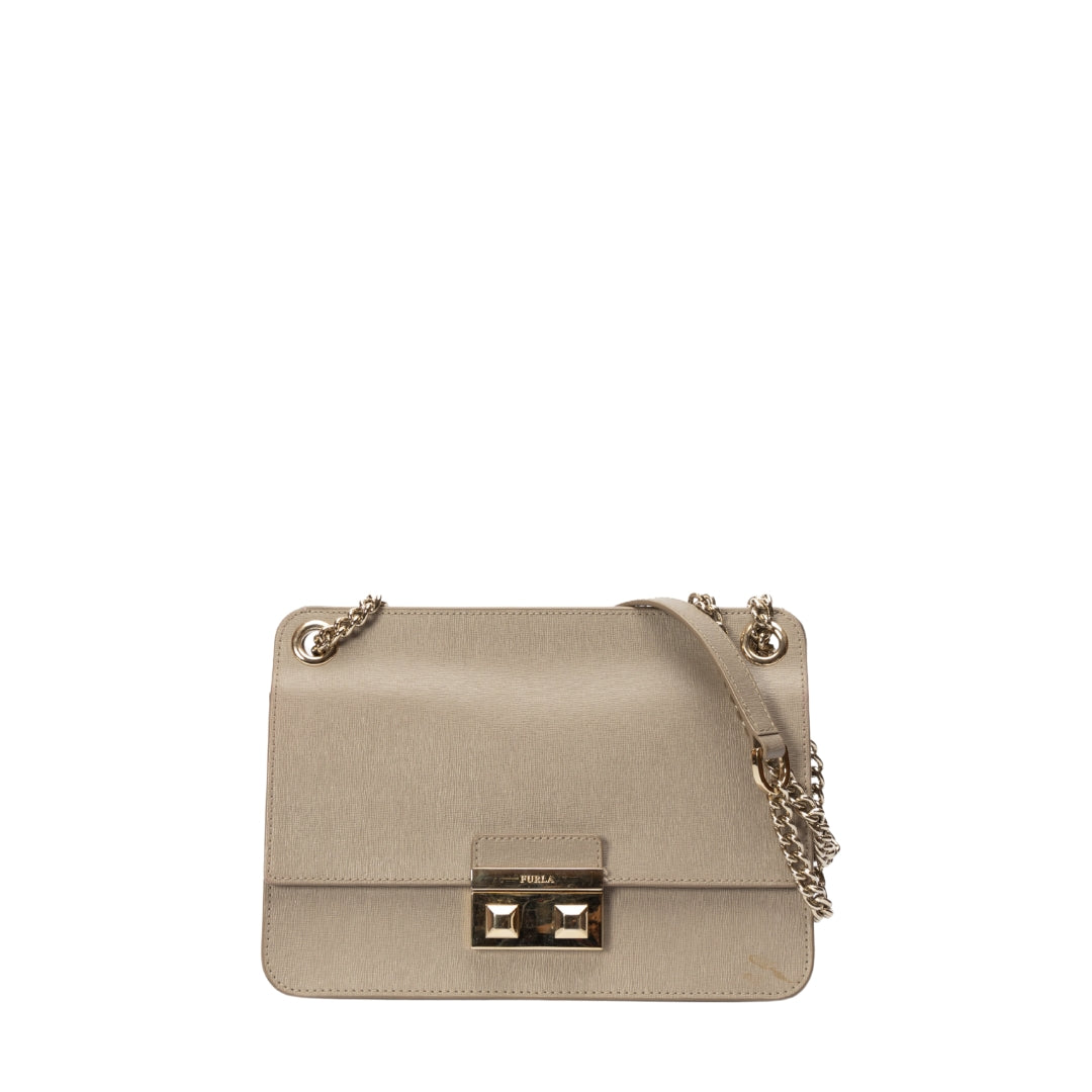 Furla Grey Venere Small Leather Crossbody Bag