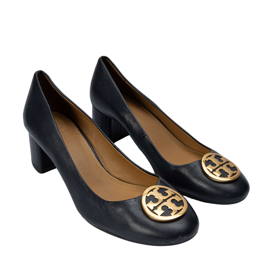 Tory Burch Black Logo Pumps