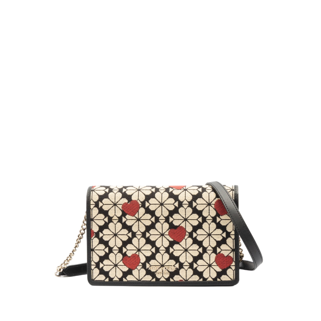 Kate Spade Flower Jacquard Hearts Chain Crossbody Bag