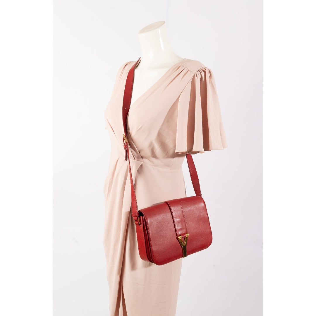 Yves Saint Laurent Red Chyc Flap Crossbody Bag