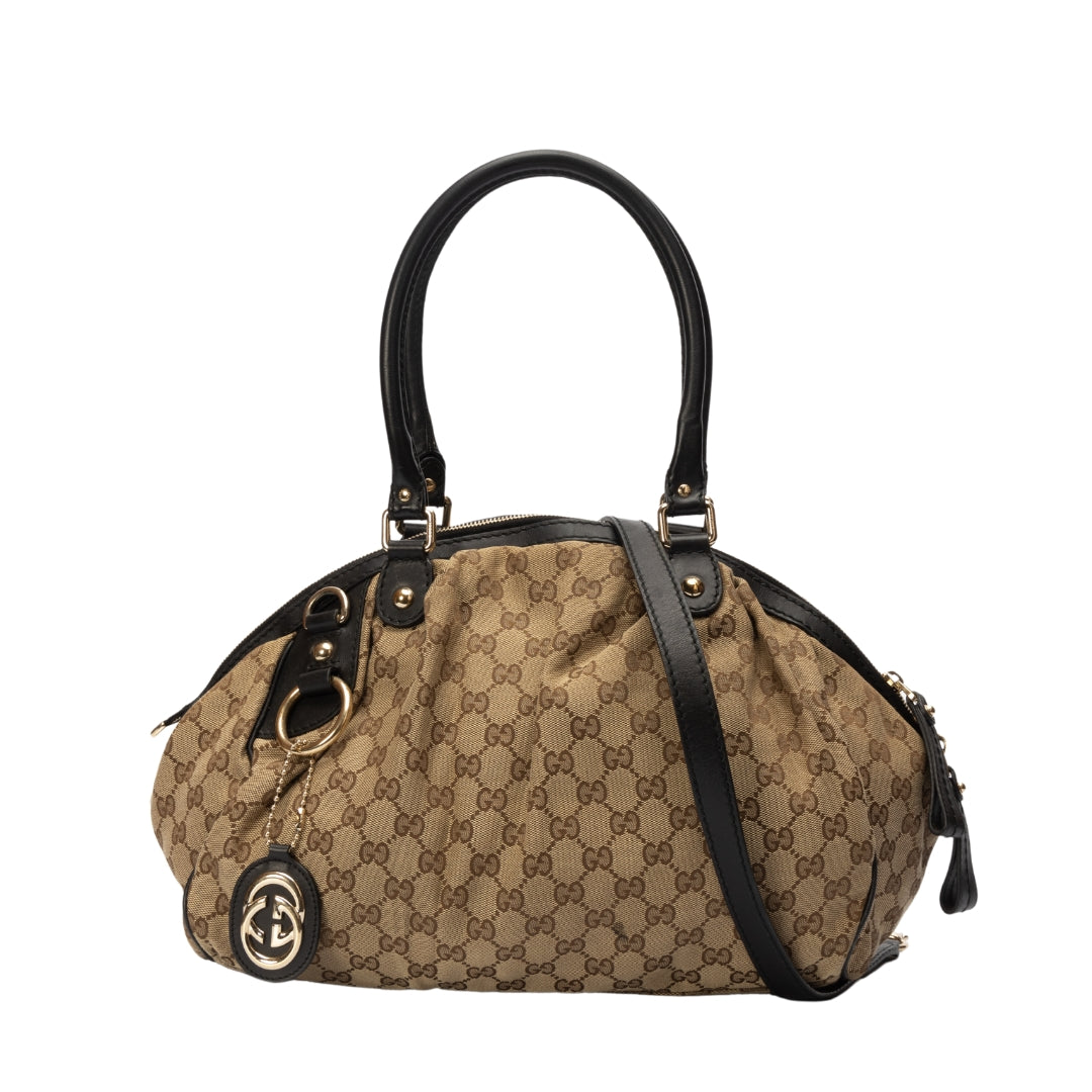 Gucci GG Canvas and Leather Medium Sukey Hobo