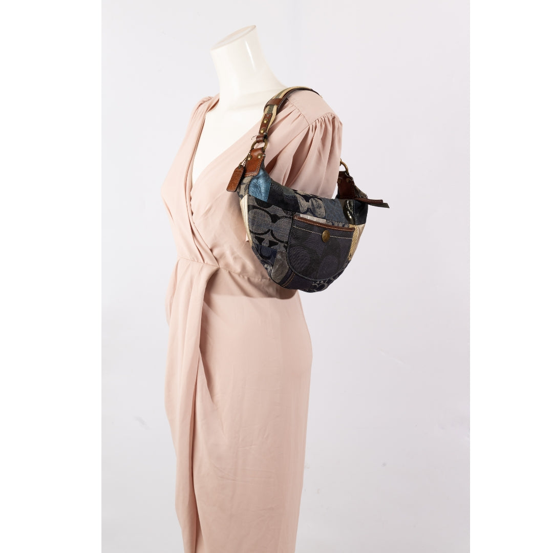 Coach Blue Patchwork Half Moon Shoulder Bag