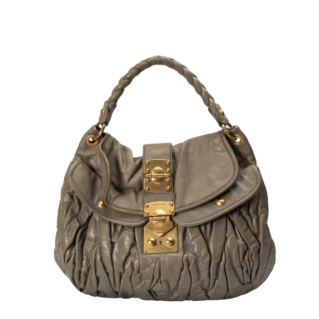 Miu Miu Grey Matelasse Lux Coffer Hobo Bag