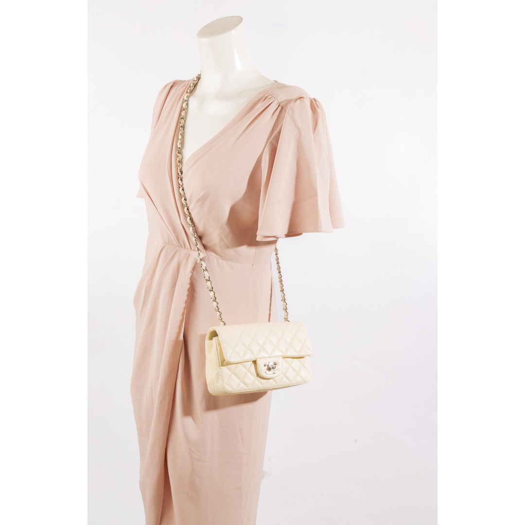 Chanel White Classic Mini Square Flap Bag