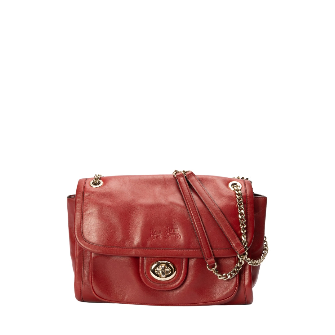 Coach Red Leather Pocket Shoulder Bag