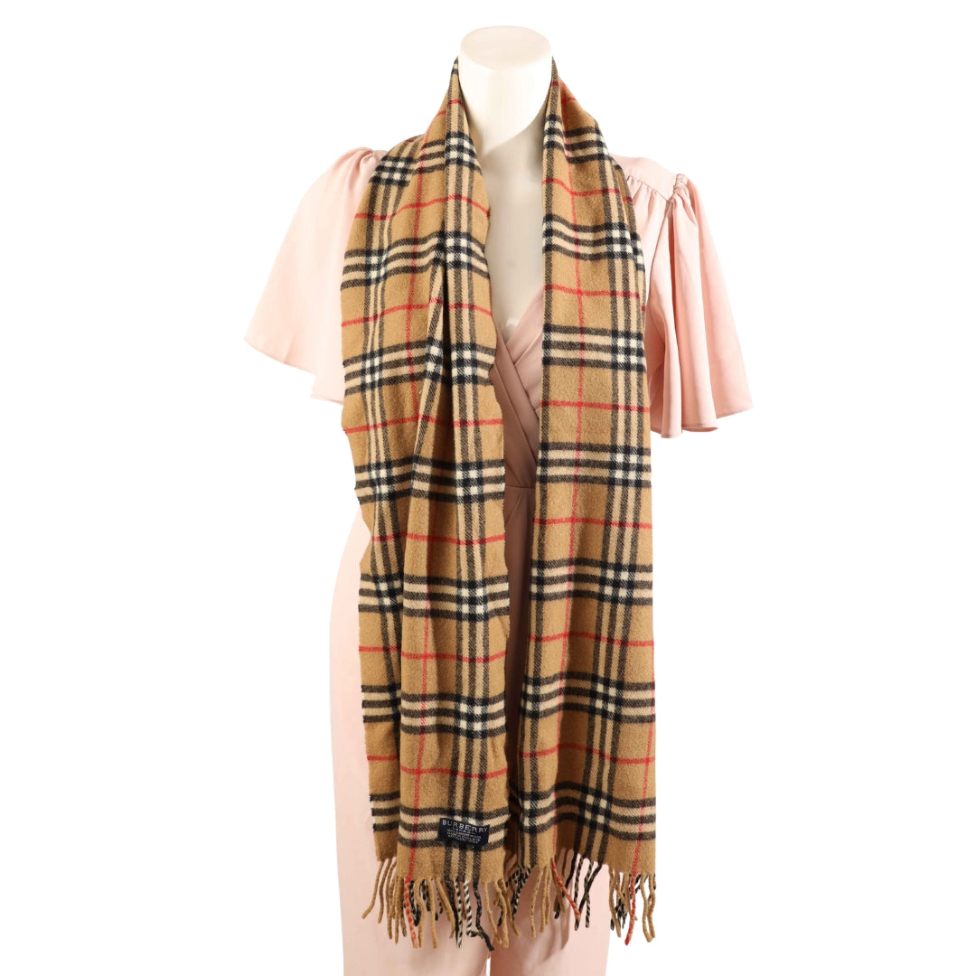 Burberry Check Cashmere Wool Scarf