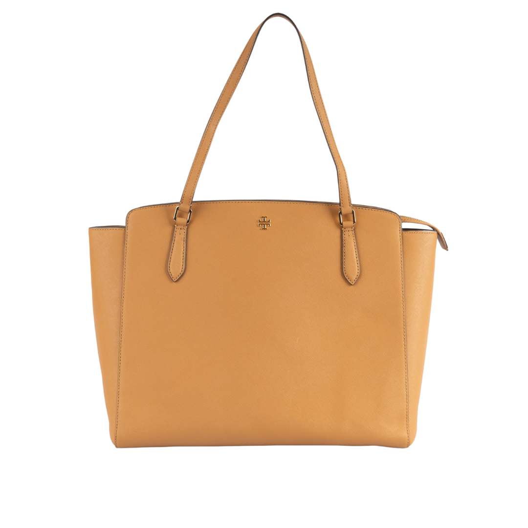 Tory Burch Tan Leather Emerson Top Zip Tote - Main Image