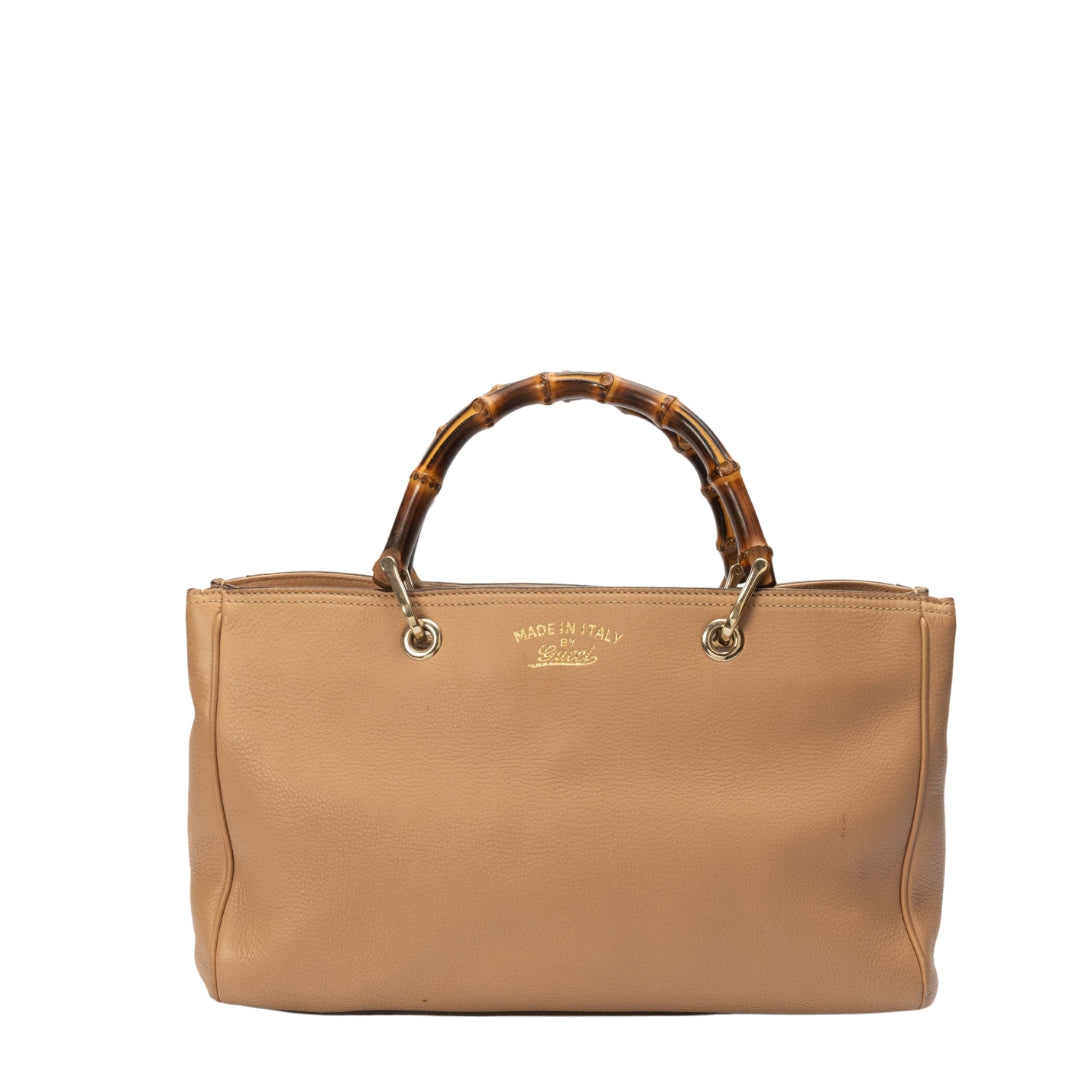 Gucci Beige Medium Bamboo Handle Shopper Tote