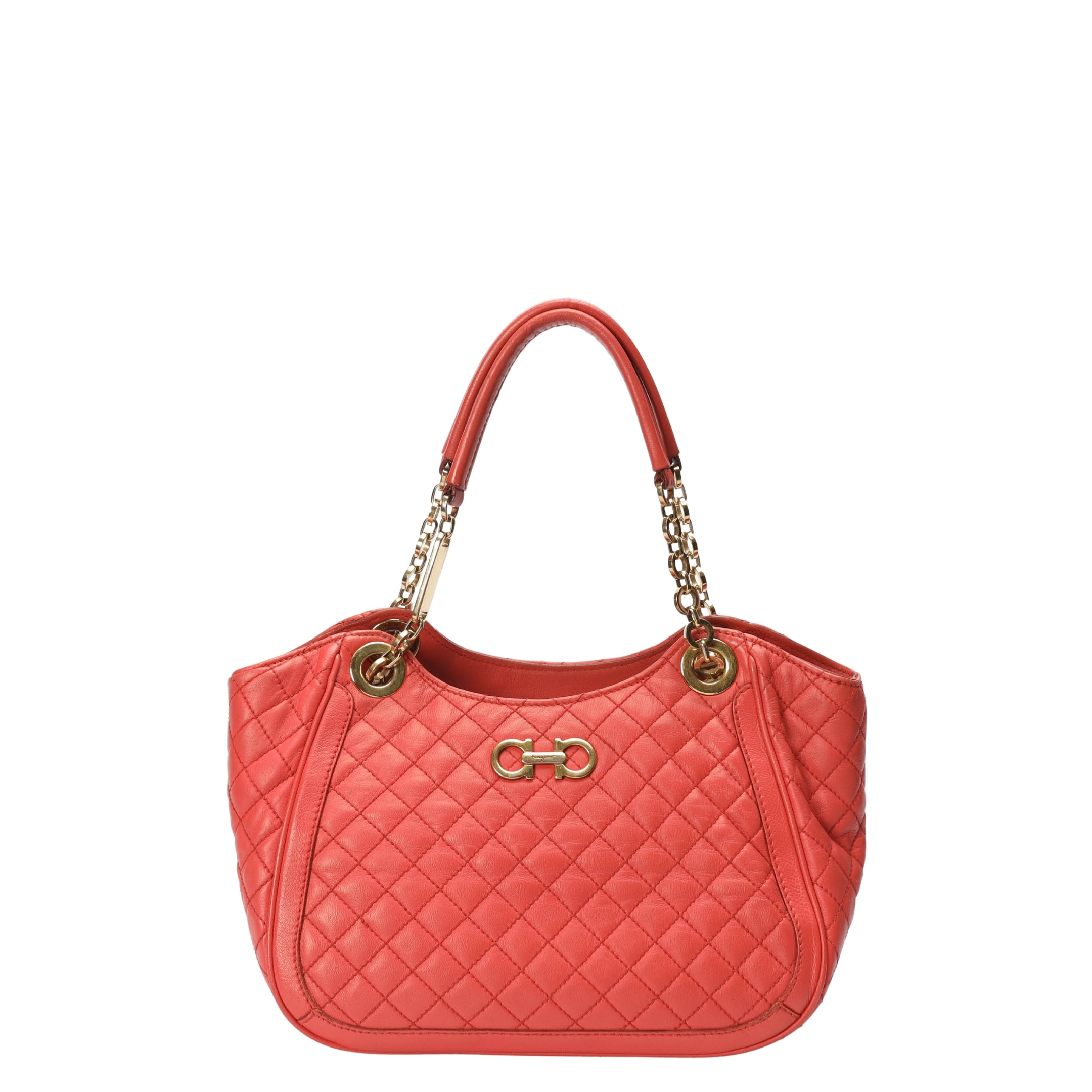 Salvatore Ferragamo Peach Betulla Chain Tote
