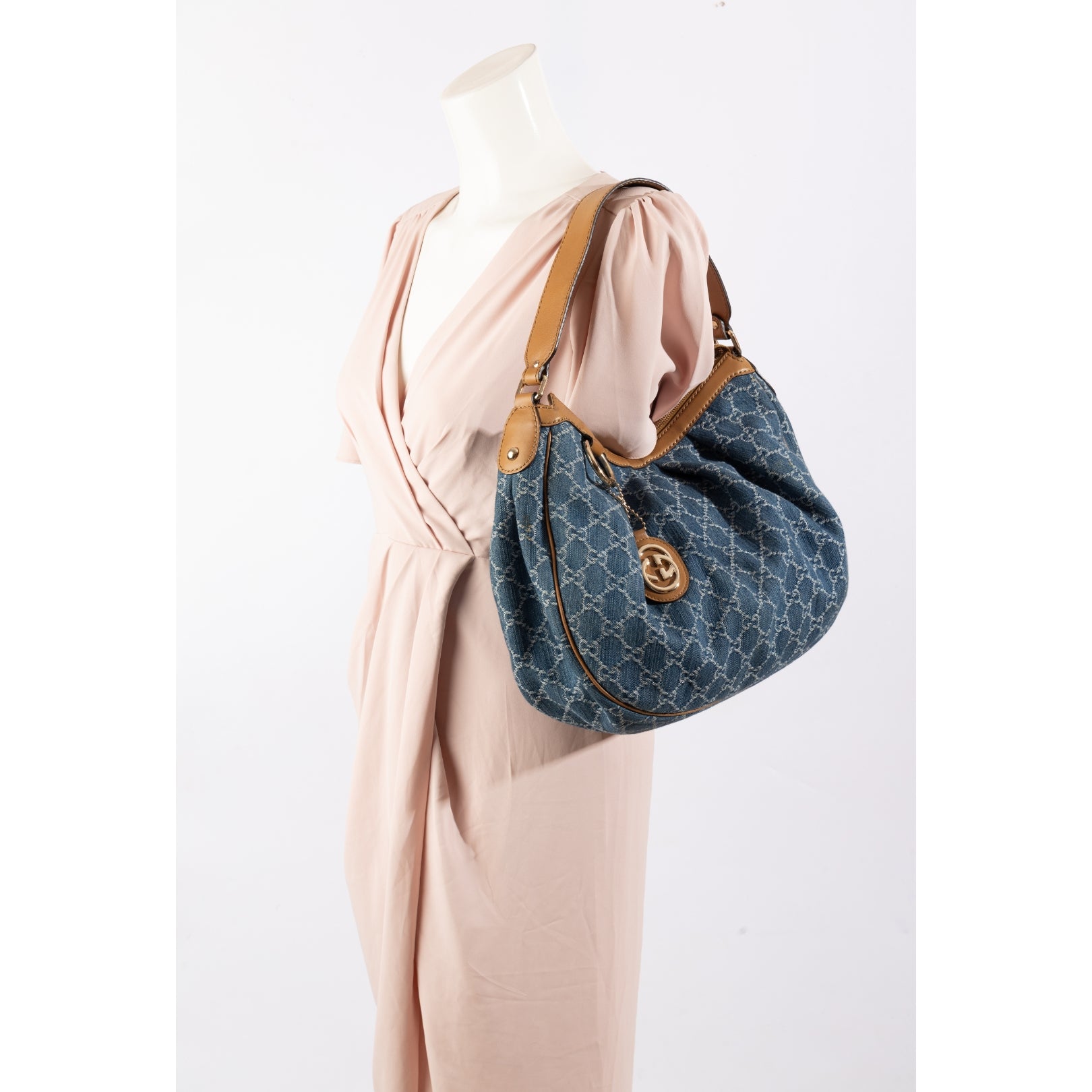 Gucci Blue GG Denim Medium Sukey Tote