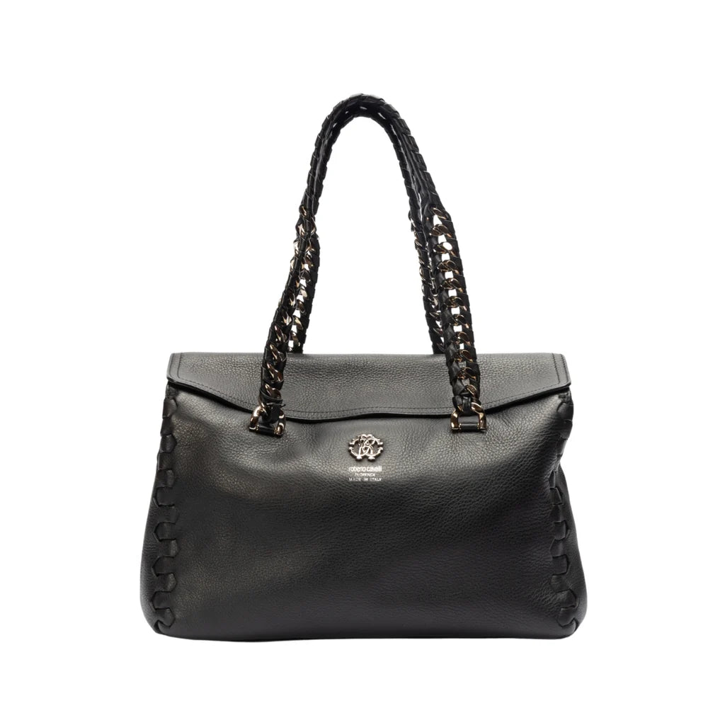 Roberto Cavalli Black Leather Regina Tote