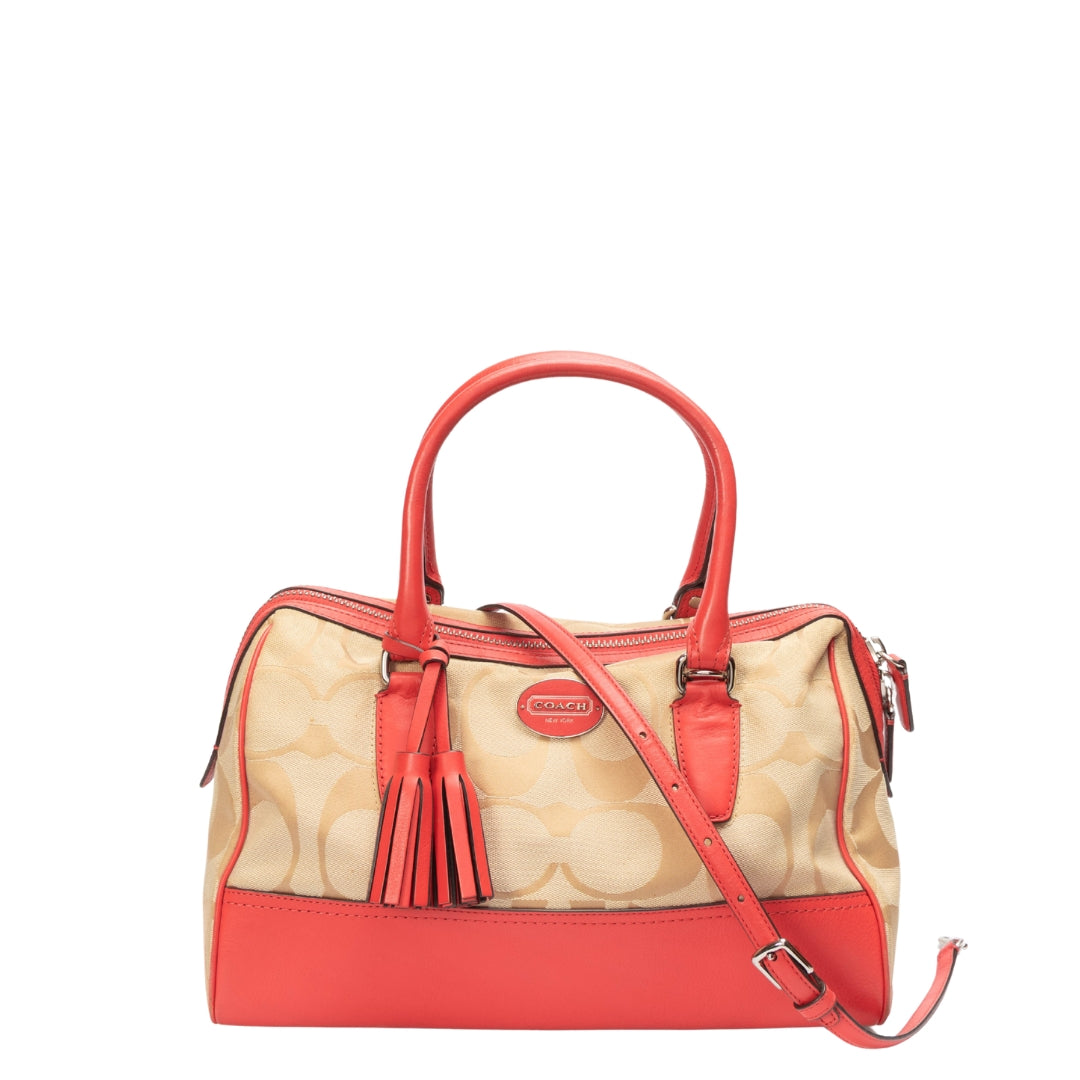 Coach Orange/Beige Haley Convertible Satchel