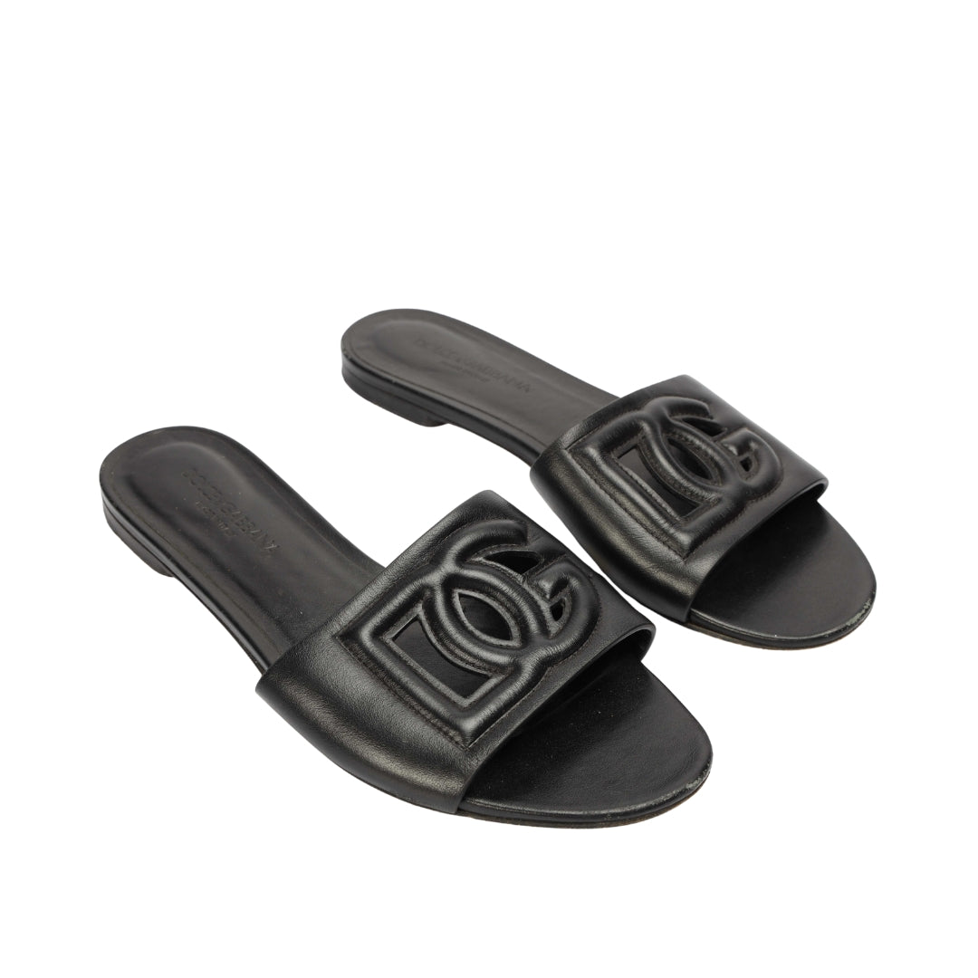 Dolce & Gabanna Bianca Black Logo Sliders