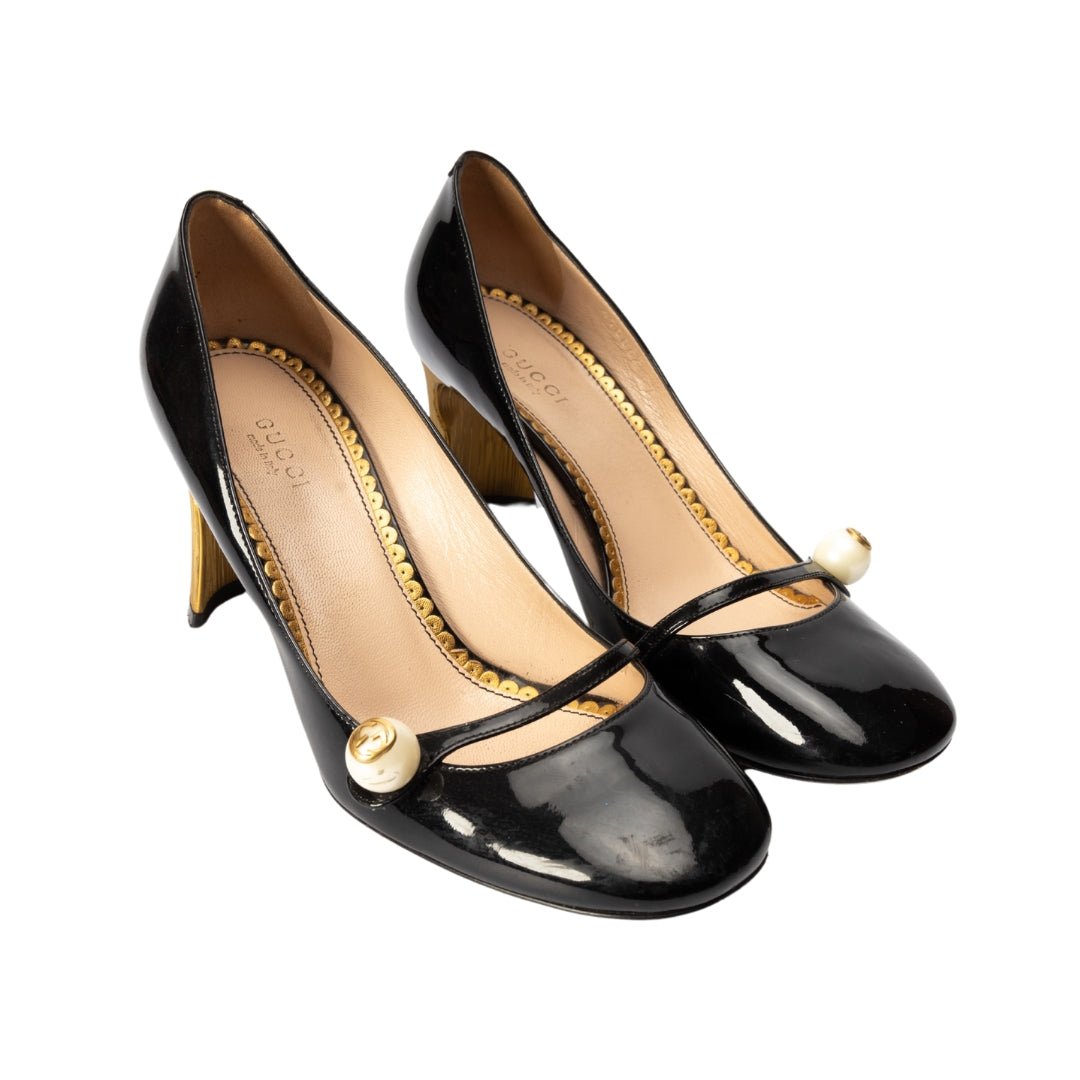 Gucci Vernice Pearl Arielle Mary Jane Pumps