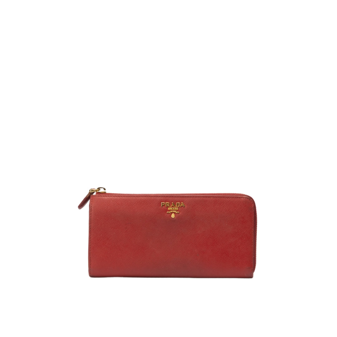 Prada Red Saffiano Leather Wallet