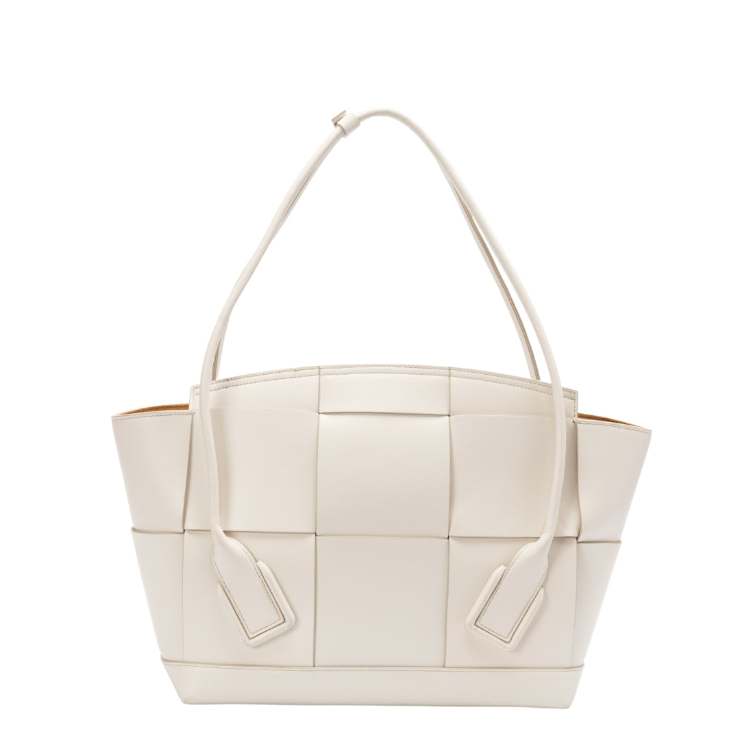 Bottega Veneta Off-white Intrecciato Leather Acro Tote