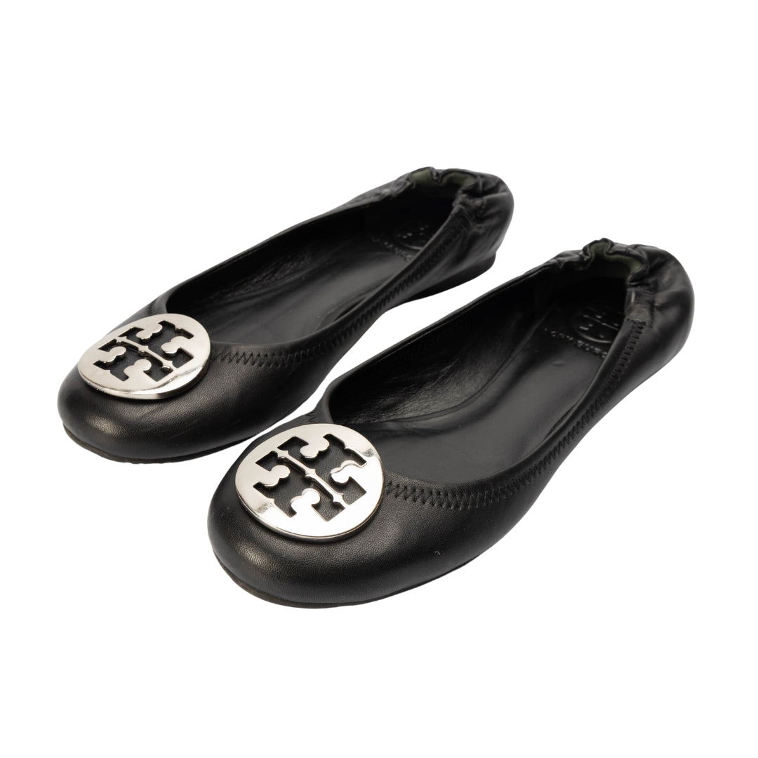 Tory Burch Black Minnie Logo Ballet Flats