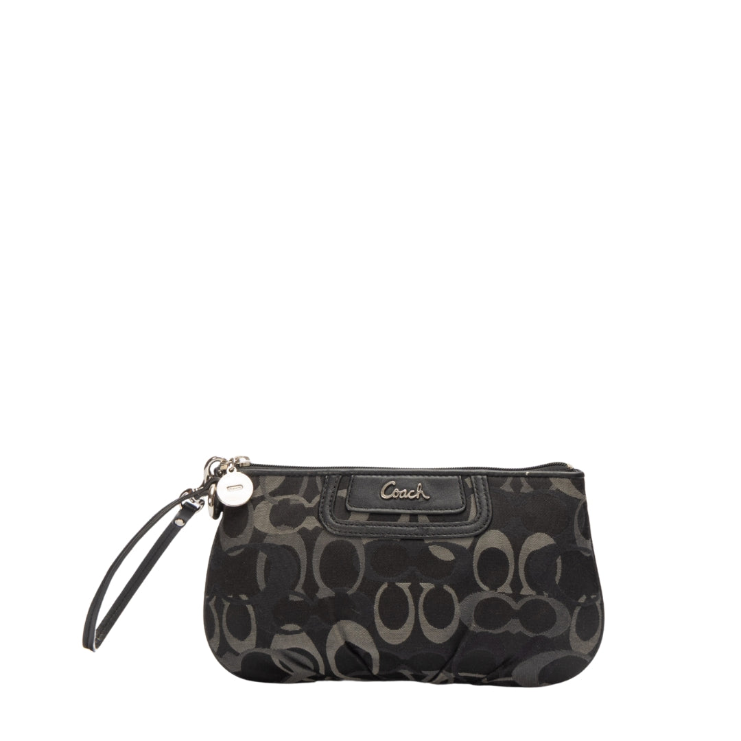 Coach Black Signature Canvas Wristlet