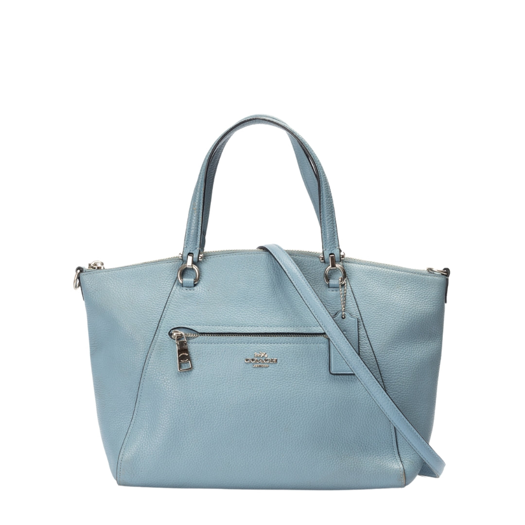 Coach Dark Chambray Polished Pebbled Leather Prairie Satchel