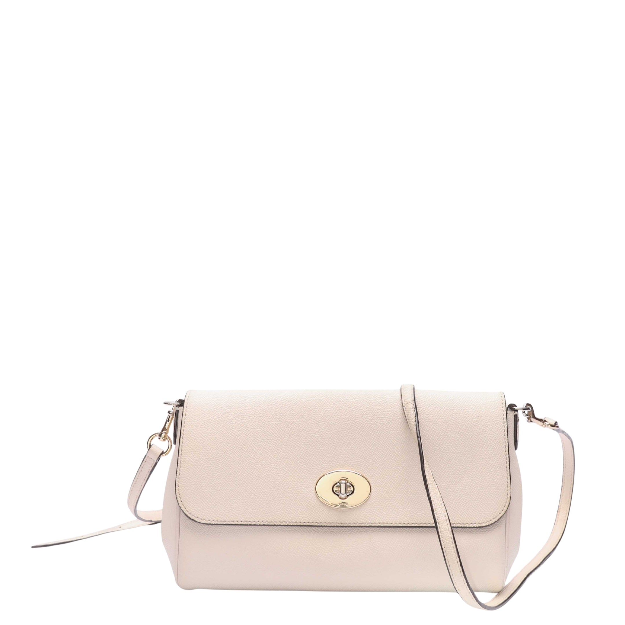 Coach Light Chalk Turnlock Chain Cross Body Bag