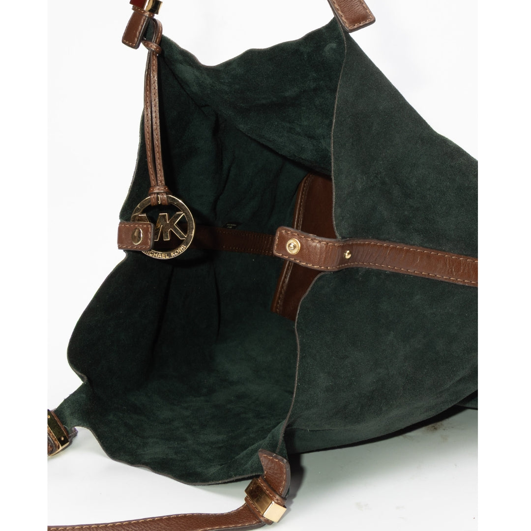 Michael Kors Green Large Suede Shoulder Bag