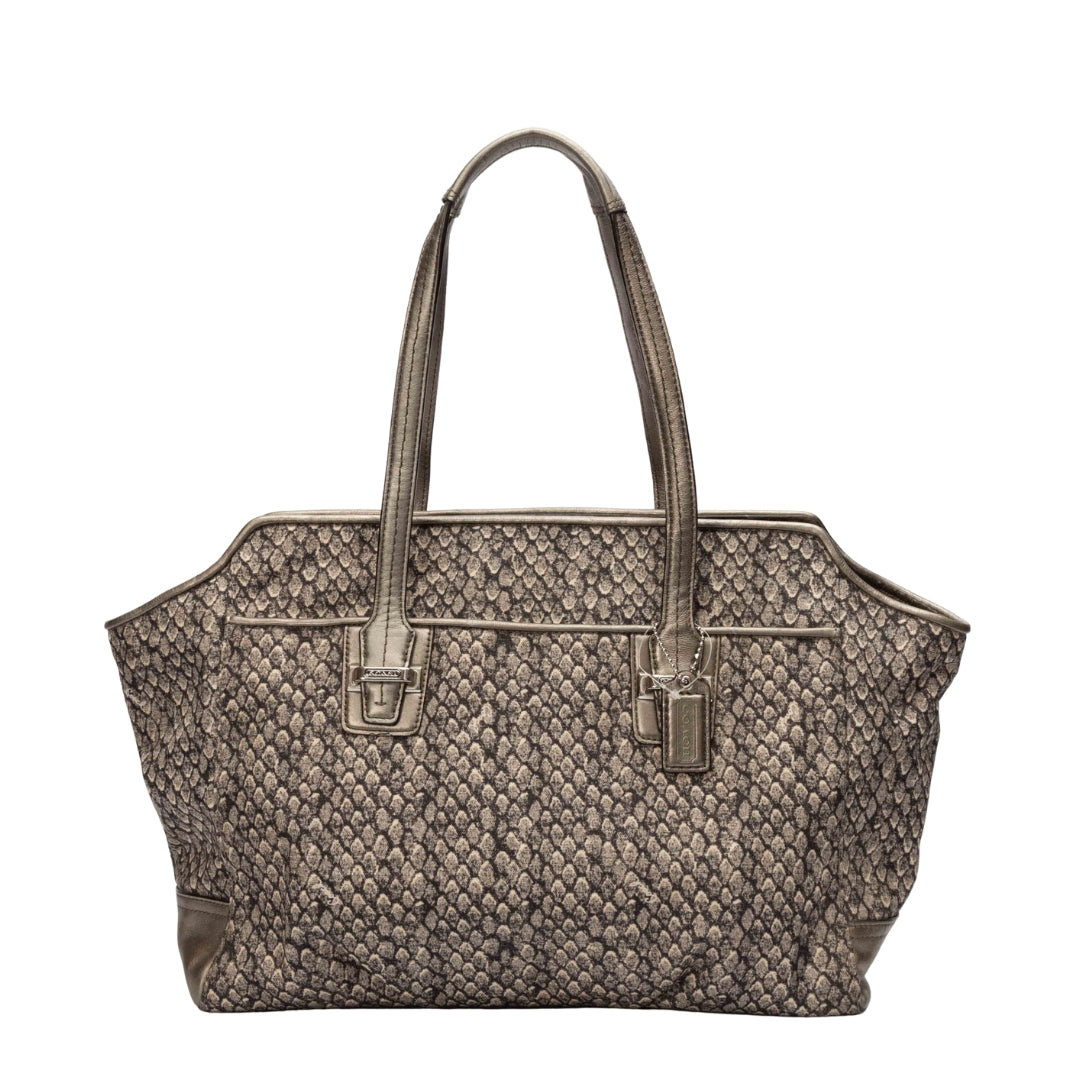 Coach Gunmetal Taylor Snake Print Carryall Tote