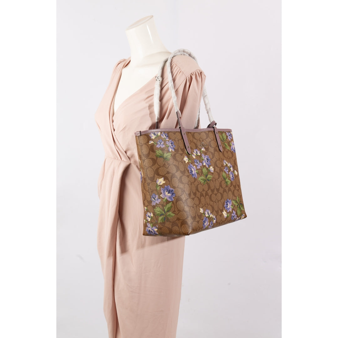 Coach Floral Print Coated Canvas Reversible City Tote