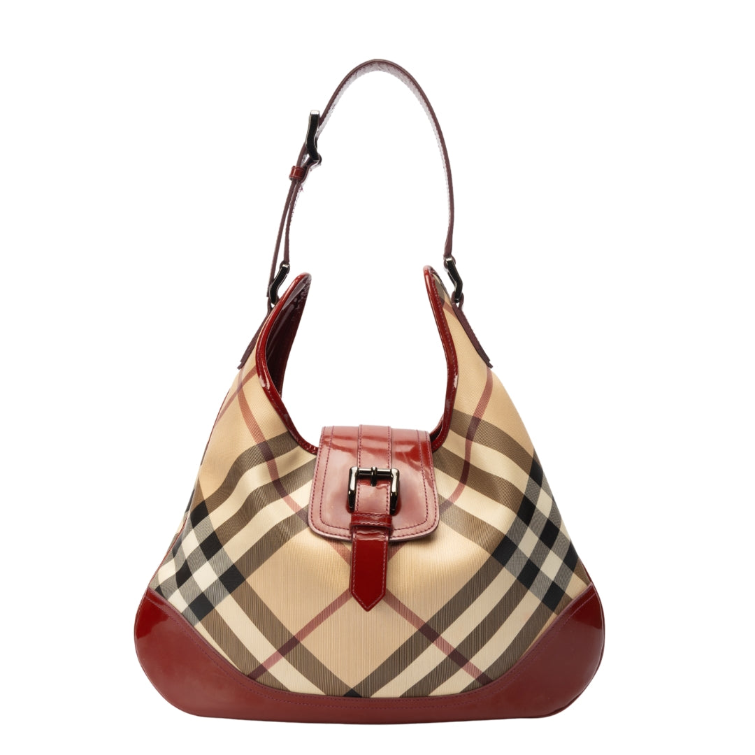 Burberry Nova Check PVC and Patent Leather Brooke Hobo Bag