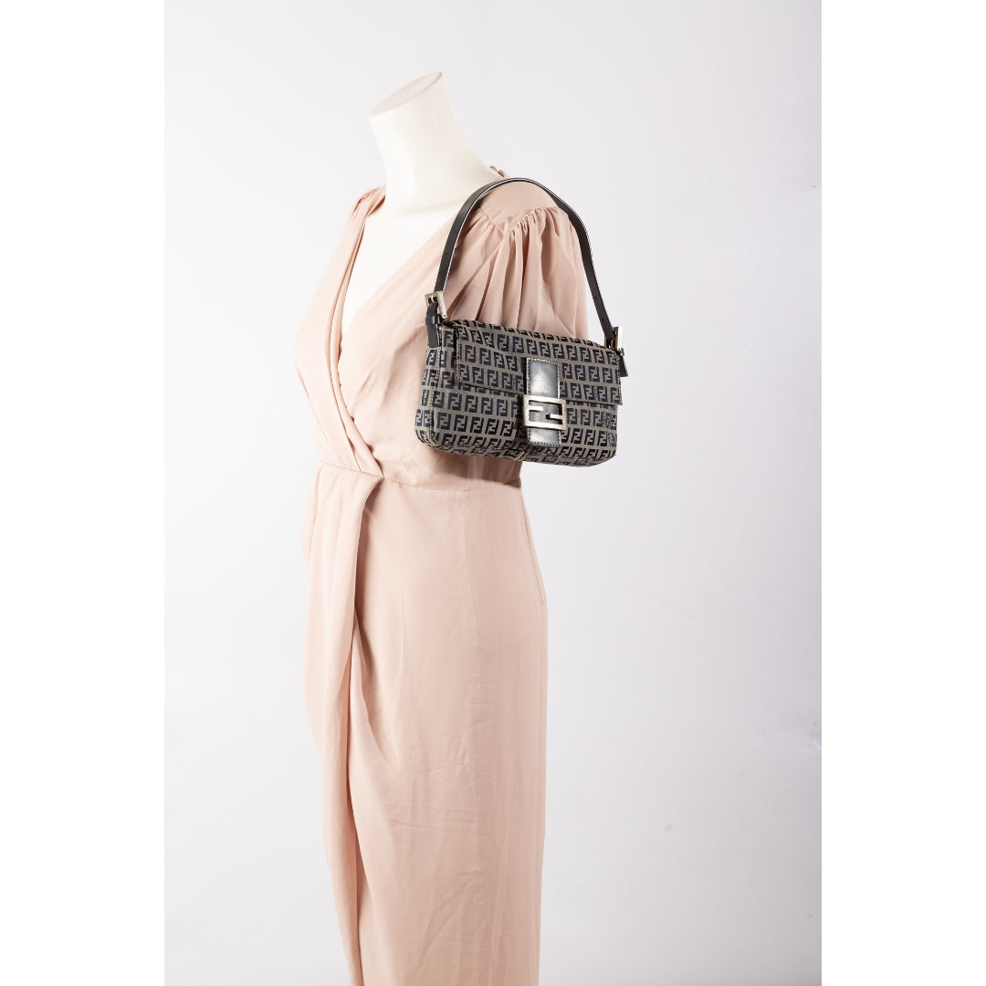 Fendi Blue Zucchino FF Flap Pochette Bag