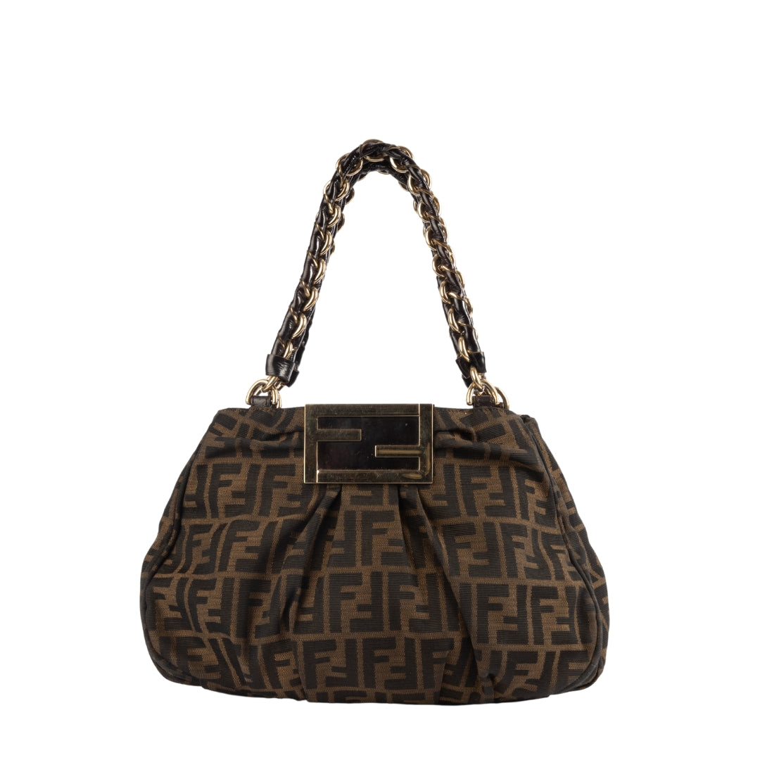 Fendi Zucca Canvas Monogram Mia Shoulder Bag