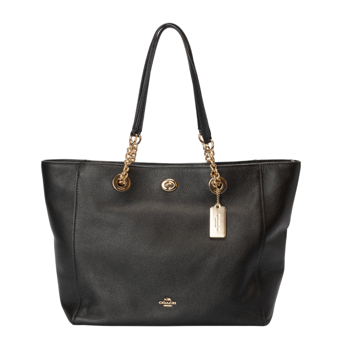 Coach Turnlock Chain Black Tote Bag