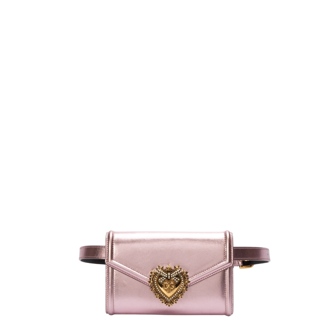 Dolce & Gabbana Metallic Pink Devotion Belt Bag