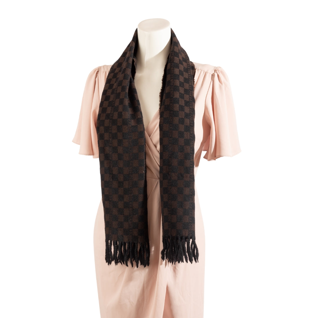 Fendi Brown Check Wool Scarf