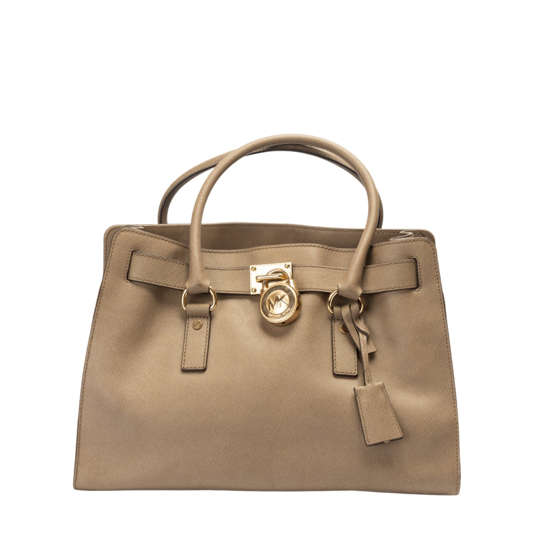 Michael Kors Brown Leather Hamilton Top Handle Bag