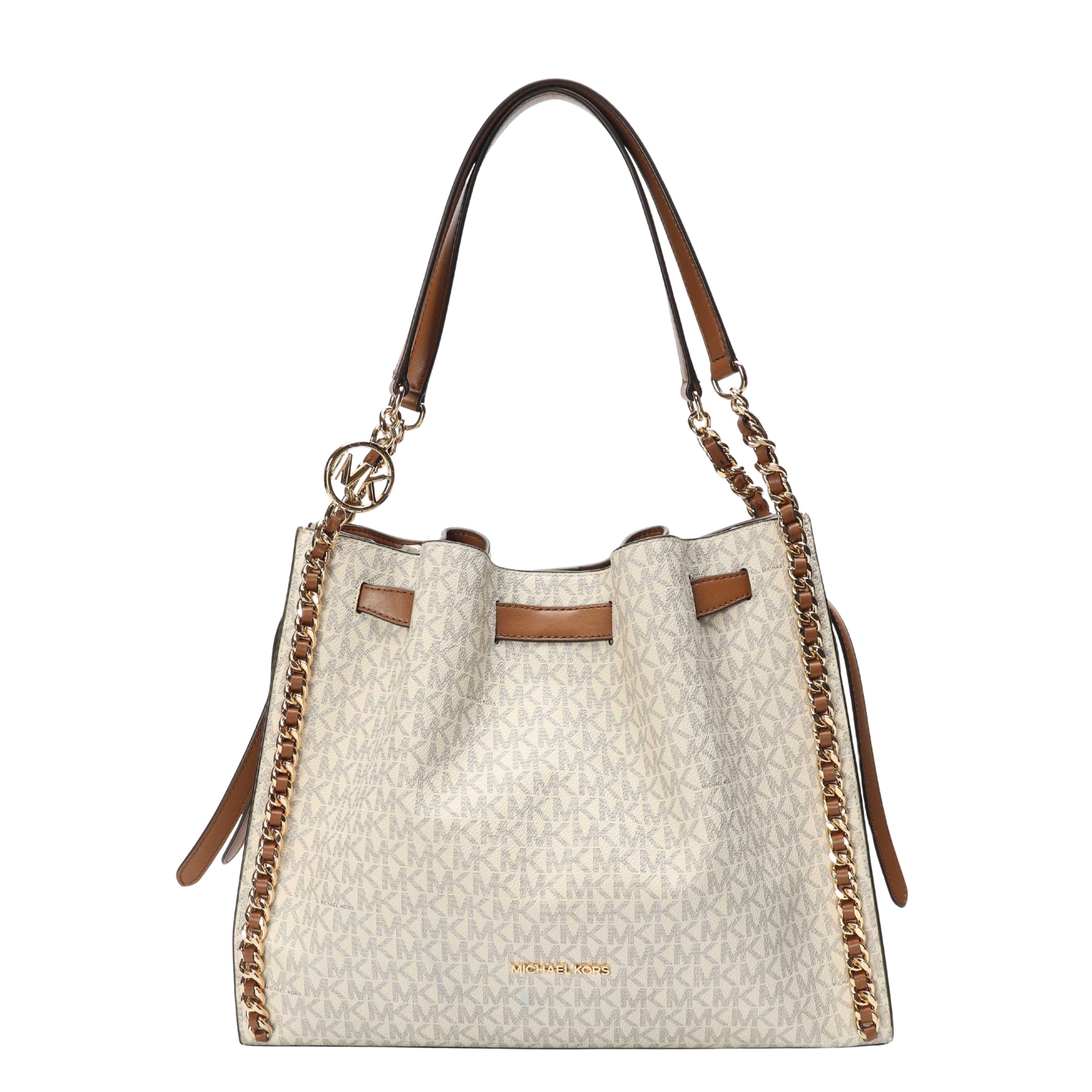 Michael Kors Vanilla Mina Logo Large Shoulder Bag