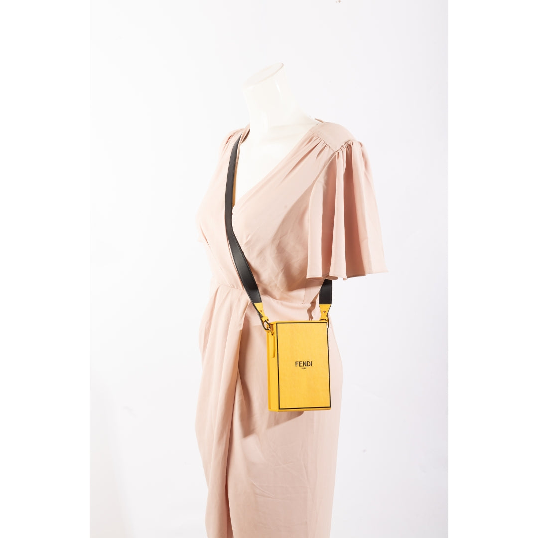 Fendi Vitello Logo Yellow Vertical Box Bag