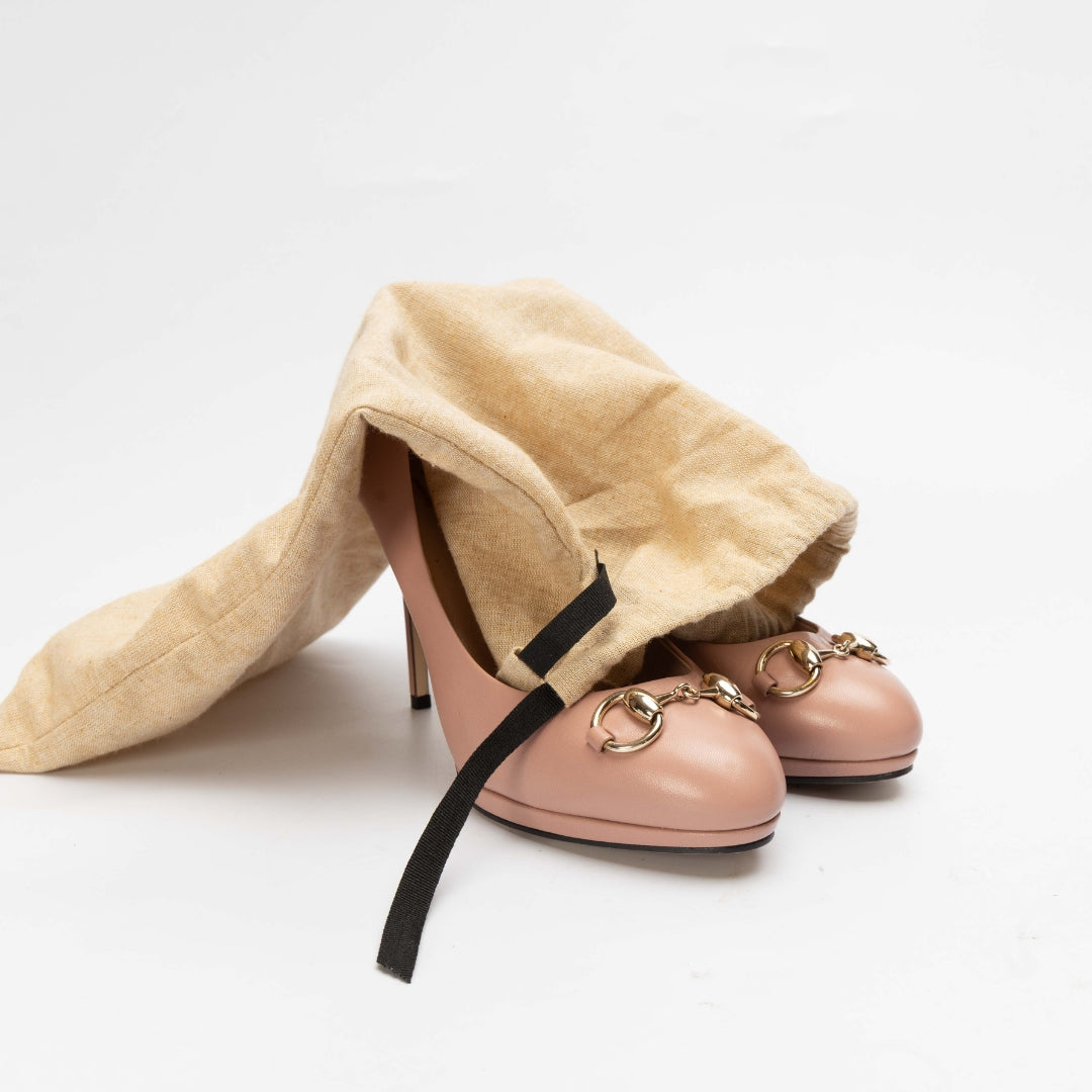 Gucci Pink Leather Horsebit Platform Pumps