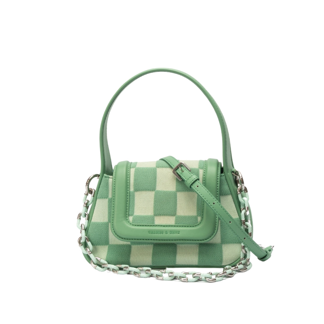 Charles & Keith Shiloh Checkerboard Top Handle Bag