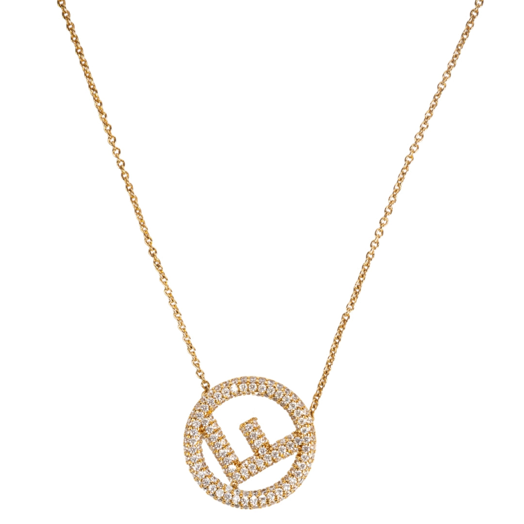Fendi Crystal F Logo Necklace