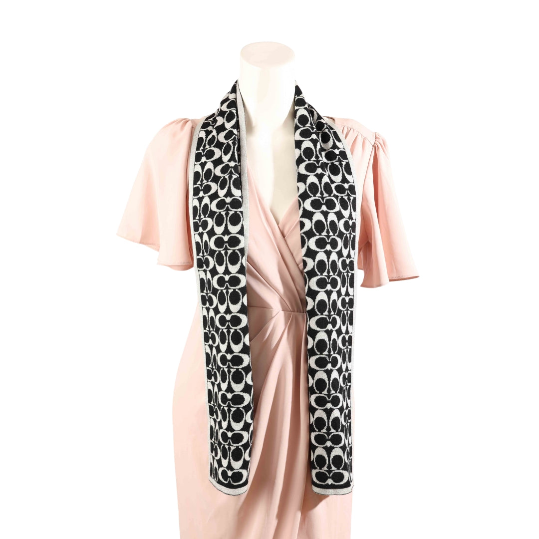 Coach Black & White C Canvas Scarf