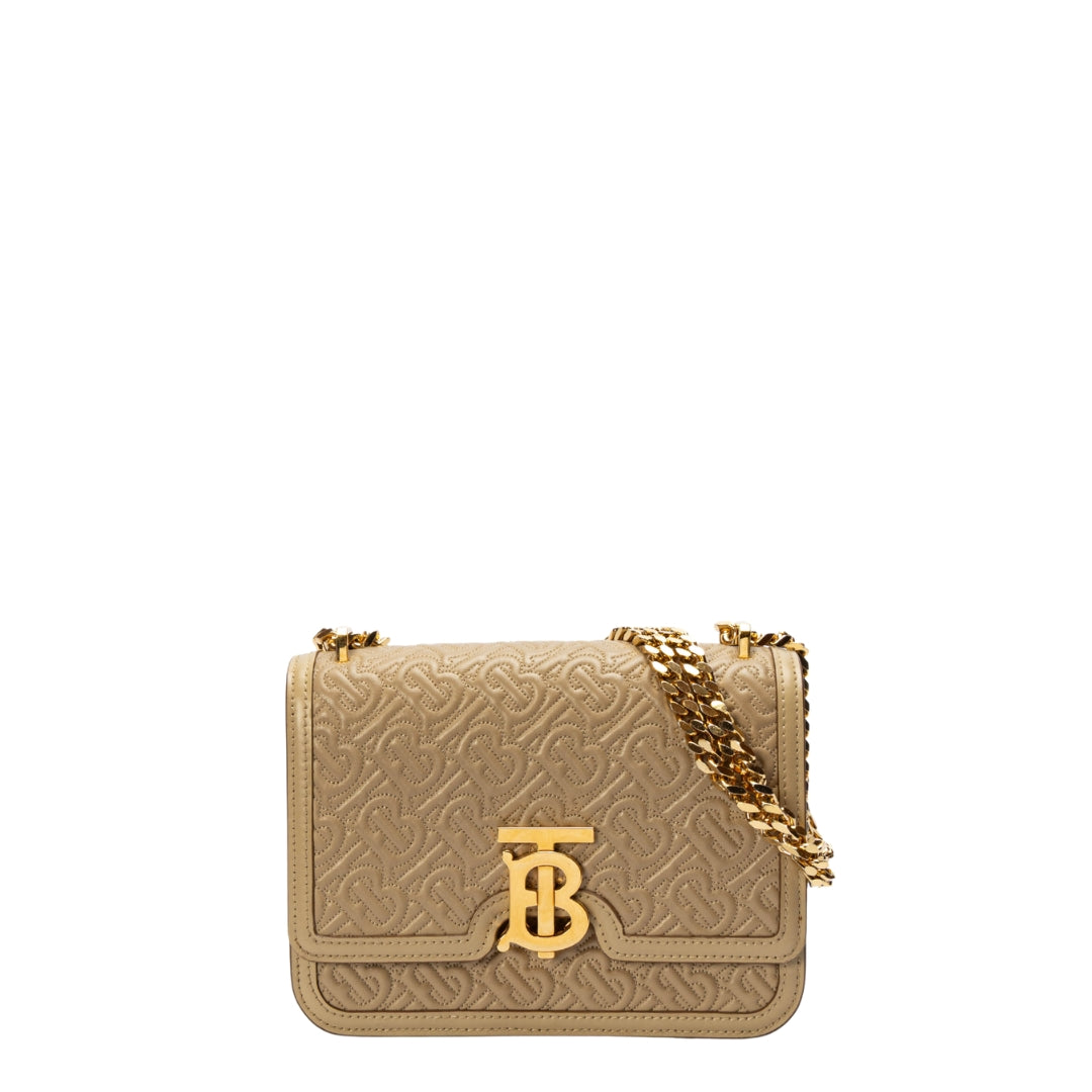 Burberry Beige Quilted Monogram TB Shoulder Bag