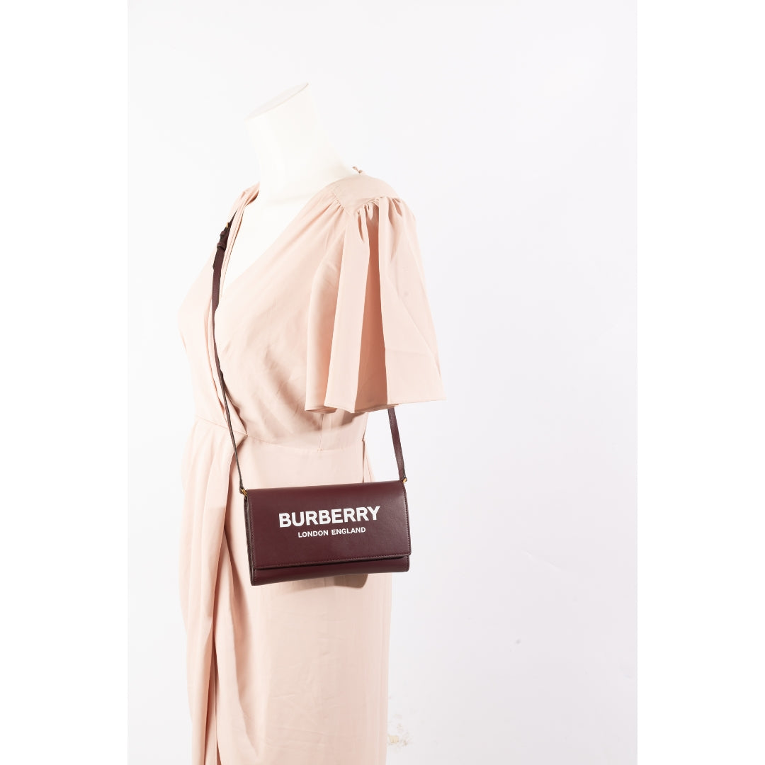 Burberry Hazelmere Leather Wallet on Strap