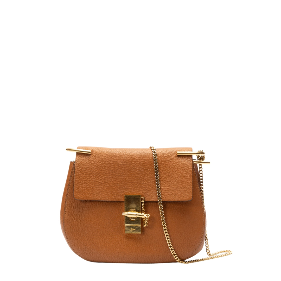 Chloe Brown Leather Drew Crossbody Bag - Main Image