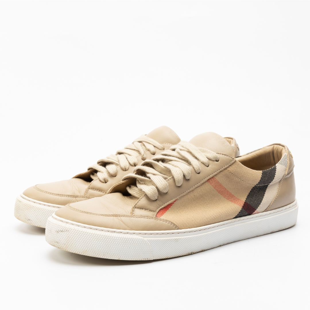 Burberry Beige House Check Canvas Sneakers