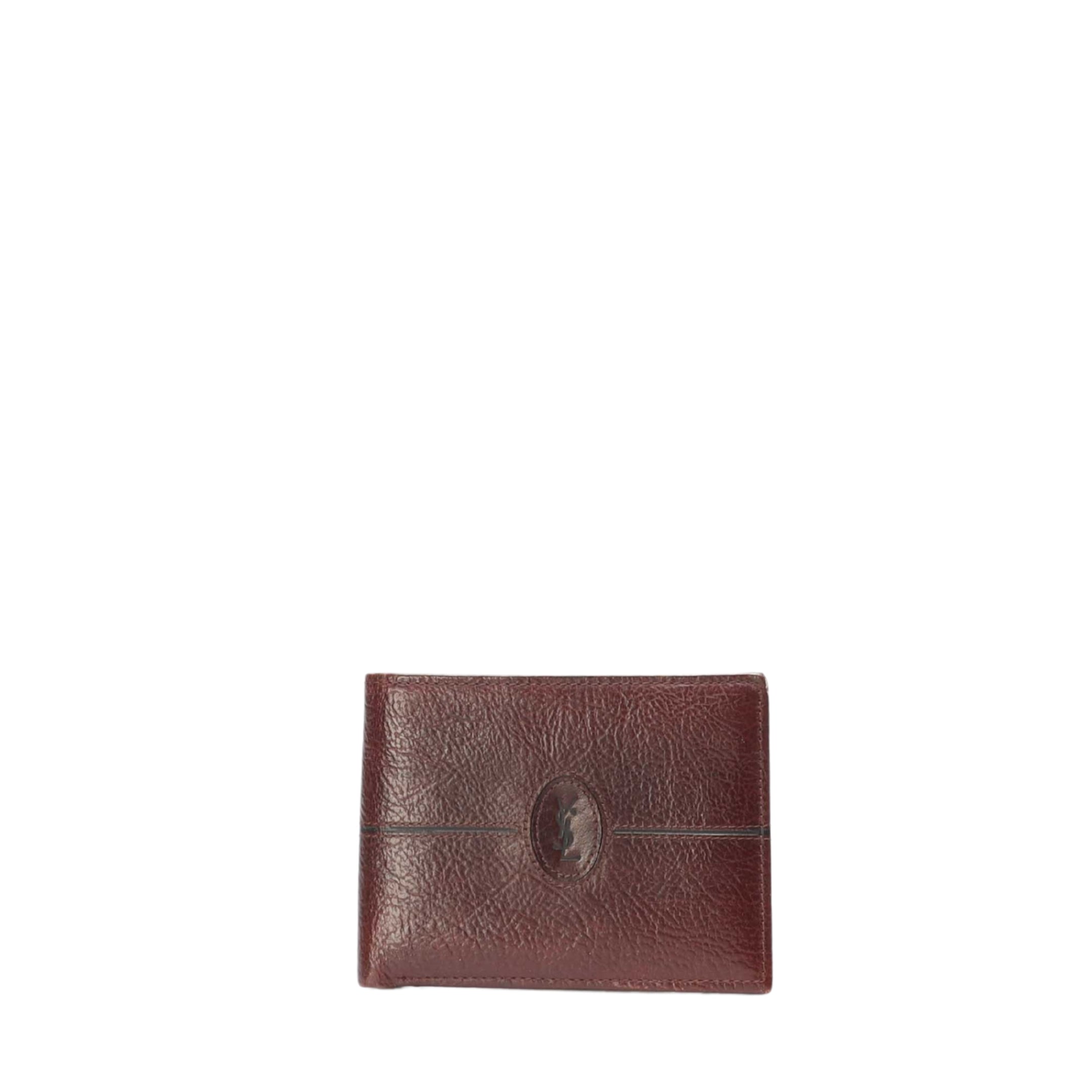 Saint Laurent Maroon YSL Bi-Fold Wallet