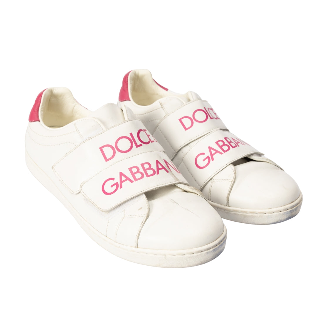 Dolce & Gabbana Leather Logo Velcro Straps Sneakers
