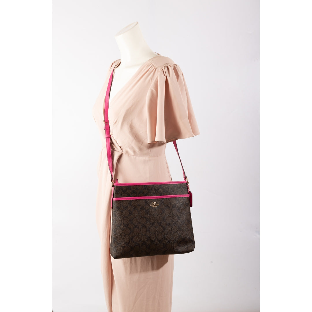 Coach Brown/Pink File Crossbody Bag