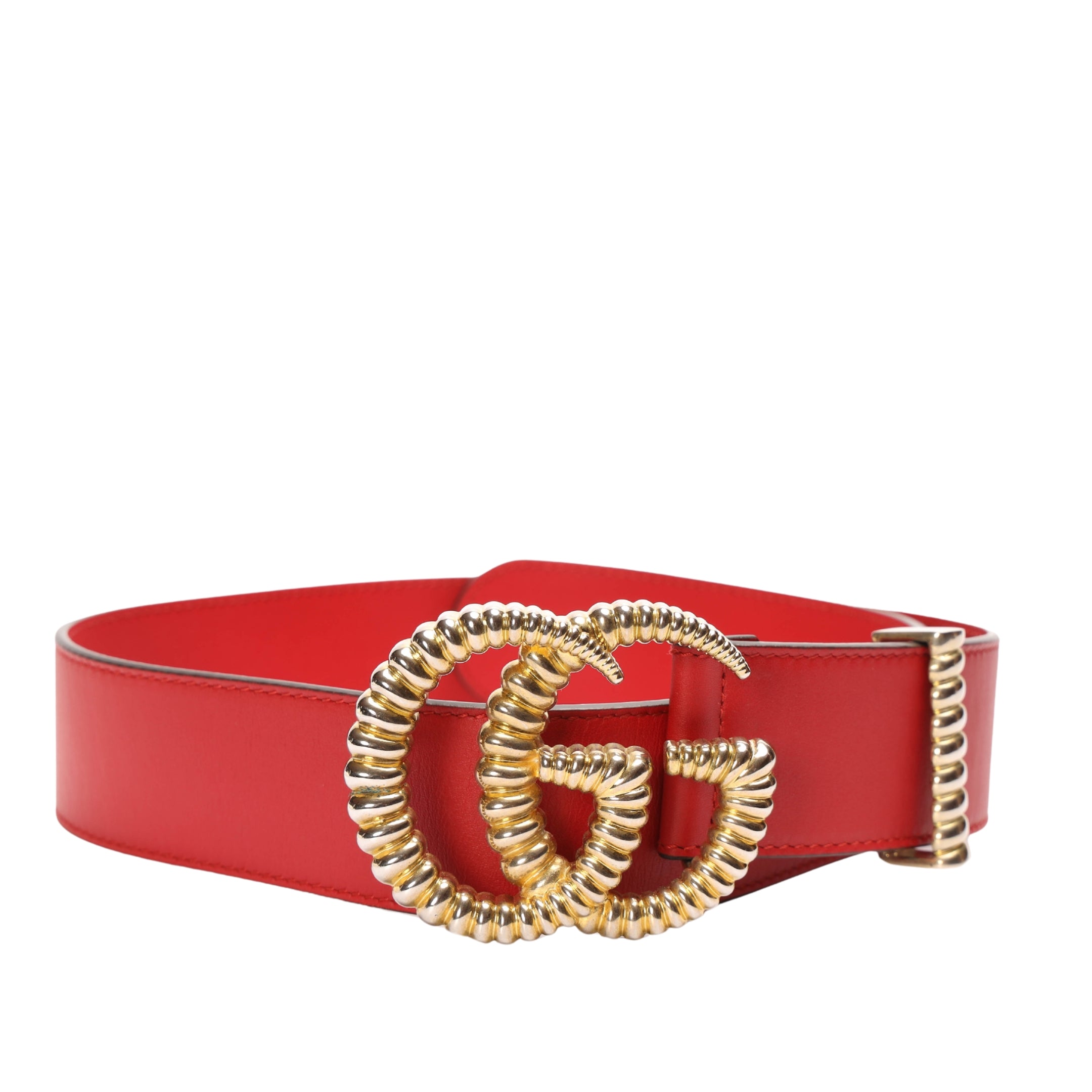 Gucci GG Buckle Red Leather Belt